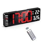 Ankilo Newest 13'' Digital Wall Clock with Remote Control, Large Display Alarm Clock with Big Digits, Auto-Dimming, Timer, DST, Silent Big Desk Clock for Living Room Gym