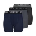 PUMA 3 Pack Boys' Performance Boxer Brief, Peacoat/Castlerock, Medium