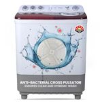 Haier 9 Kg 5 Star Semi Automatic Top Load Washing Machine with Oxyi Dry Technology and Spray Function, Vortex Pulsator (HTW90-186, Anti Rat mesh, Magic Filter, Castors, Burgundy)