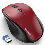 TECKNET 2.4G Wireless Mouse for Laptop, 4800 DPI Optical Computer Mice with 6 Adjustable Levels, 30 Months Long Battery Life Cordless USB Silent Mouse for Notebook, PC, Office Home Work (Red)