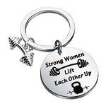 WSNANG Fitness Keychain Strong Women Lift Each Other Up Keychain Gym Workout Jewelry Fitness Motivational Gift for Women (silver)