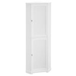 VASAGLE Tall Corner Storage Cabinet with 2 Doors and 4 Adjustable Shelves, for Bathroom, Kitchen Living Room, Modern Farmhouse Design, 16.7 x 15.5 x 65.4 Inches, White