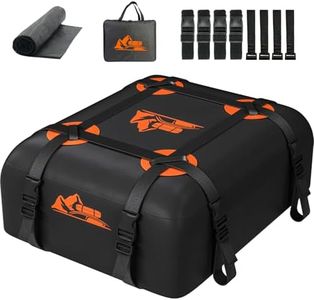 BATSUVCER Car Rooftop Cargo Carrier Bag 15 Cubic Feet, 100% Waterproof Heavy Duty Car Roof Bag for All Vehicle with/Without Racks - Anti-Slip Mat, 4 Door Hooks, Storage Bags, 4PCS 3.8CM Straps(Orange)