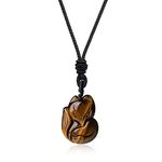 COAI Men's Women's Tiger Eyes Stone Fox Pendant Necklace