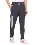 SWADESI STUFF Athletic Track Pants for Men with Zipper Pockets | Stylish Regular Fit Stretchable Joggers (XL, Grey)