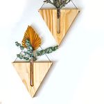 Adiy |2K| Pack of 2, Wooden Triangle Wall Hanging Test Tube Planter Flower Bud Vase for Small Plants Office Home Decoration, Gift for Plant Lover