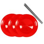 Gisco Juggling Spinning Plates with Sticks, Juggling Plates | Set of 3 - Red