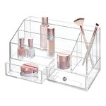 iDesign Plastic Tiered Divided Cosmetic Organizer with Drawers for Storage of Makeup, and Accessories on Vanity, Countertop, or Cabinet, 12.97" x 6.96" x 8.25" - Clear