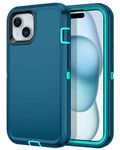 I-HONVA for iPhone 15 Case Shockproof Dust/Drop Proof 3-Layer Full Body Protection [Without Screen Protector] Rugged Heavy Duty Durable Cover Case for Apple iPhone 15 6.1" 2023,Turquoise