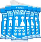 Hexwell Disposable Urine Bag for Travel - 900ML Portable Pee Bags for Women Men 6 PCS Emergency Vomit Bags Unisex Urinal Toilet Bag for Car Camping, Road Trip,Traffic Jams, Pregnant, Kids, Patient (6)