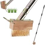 Weed Brush 60" Long Handle, Manual Crevice Weeding Brushes, Crack Weeder, Stainless Steel Moss Remover Puller Tool for Cleaning Patio Block Paving Grout Deck Paver Walkway Driveway