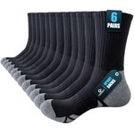 Circorld Mens Socks, Comfortable Sports Socks for Hiking Walking Trekking Running Outdoor, Cushion Wicking Breathable Crew Socks Men Women Anti-Blister, Anti-Odour Multipack 6 Pairs, Black