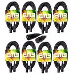 EMB Professional 8-Pack 25 Feet XLR Male to Female Shielded Microphone 18GA Patch XLR Cable - Perfect for Studio / Live Recording / Home / Karaoke / Club Sound Quality (No Hum Noise!)