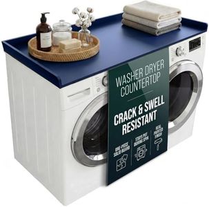 NORTH BLOOM Washer Dryer Countertop 54 Inch, One Piece Solid Board Laundry Room Topper with Edge Rails, Washing Machine Top, Painted Finish, Anti-Slip Feet (Blue Color)
