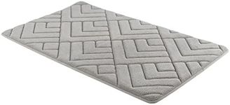 Beldray® LA084699GRYUFEU7 Antibac Embroidered Memory Foam Bath Mat, Antibacterial Bathroom/Shower Mat, Anti-Slip Base, Machine Washable, Supersoft Top Layer, Grey, 50 x 80 cm