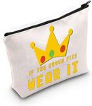 WZMPA Dream Ranboo Crown Cosmetic Makeup Bag Ranboo Quote Gift If The Crown Fits Wear It Makeup Zipper Pouch Bag For SMP Gamer, If The Crown