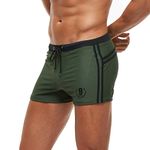 Arcweg Men's Swimming Trunks Shorts Sport Boxer Swimwear Boxers Underwear Drawstring Summer Beach Board Shorts Elastic Swimsuit Bottom (XL, Olive)