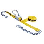 Keeper - 27 feet x 2 inch Heavy Duty Ratchet Tie-Down with Chain End and Grab Hook - 3,333 lbs. Working Load Limit
