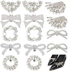14 Pcs Rhinestone Bow Shoe,Clip On Shoe Embellishments,Heel Clip On Accessories,Elegant Removable Shoe Ornaments, Shoes Clips Accessories For Women Decorative On Wedding