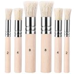 6Pcs Stencil Brush for Acrylic Paint, Stencil Brush, Wooden Stencil Brushes, Natural Bristle Stencil Brushes Set for Acrylic Oil Watercolor Art Painting Stencil Project DIY Craft