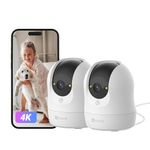 EZVIZ 4K Pan Tilt Security Camera 2 Pack, Indoor WiFi Pet Camera with Color Night Vision, Human Detection, Auto Tracking, No Monthly Fee, WDR, Alexa Google Home, Cloud & SD Storage (C6N 4K 2PK)