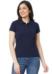 Wear Your Opinion Womens Polo Collar Neck T-Shirt Top (2XL, Navy)