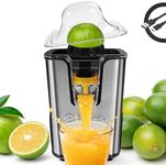 PRAMEDIA Rechargeable Electric Citrus Juicer, 40W Cordless Orange Juice Squeezer with USB-C Charging, Stainless Steel Lemon Juicer with Adjustable Anti-Drip Spout & 2 Cones, Portable for RV