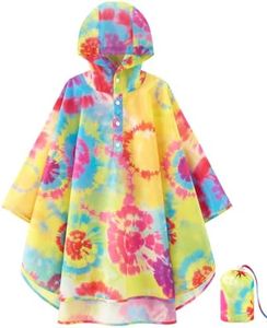 WAWSAM Poncho de Pluie Enfants Légère Imperméable à Capuche Réutilisable pour Fille Cape de Pluie Pliable Cape de Pluie pour Tout-petit la Randonnée en Plein Air