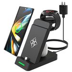 Wireless Charger Designed to Samsung 3 in 1 Charging Station for Galaxy Watch 6/5/5 Pro/4 Active 2/1 Galaxy S24/Ultra/S24+/S23/Note 20/10/Z Flip 5/4 Fold 5/4 Galaxy Buds 2/2 Pro/Live Multiple Devices