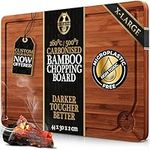 Deer & Oak X-Large Carbonised Cutting Board 44x30x2cm, Pre-Oiled Wooden Bamboo Chopping Board for Carving Meat, Fish, Vegetables, Fruits, Cheese, Bread