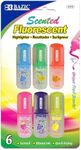 BAZIC Products Fruit Scented Mini Highlighter w/Pocket Clip – Assorted Color Chisel Tip Highlighter Set, Desk Style Highlighter Pen for Office, School, and Study Use, Smooth Marking, (6/Pack), 1-Pack