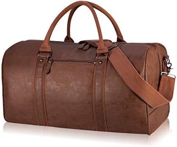 seyfocnia Oversized Duffle Travel Bag Waterproof Leather Weekend Bag Large Carry On Large Carry On Hangbag for Mens or Women, Brown, L, Classic