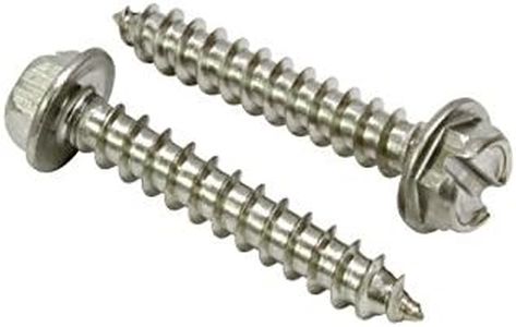 No 8 X 1" Stainless Slotted Hex Washer Head Screw, (100 pc), 18-8 (304) Commercial Grade Corrosion Resistant Stainless Steel Screws Choose Size by Bolt Dropper