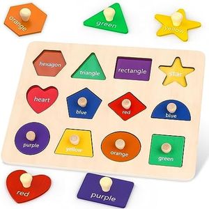 Jumlys Montessori Toys for Toddlers 1, 2, 3 Year Old, Wooden Shape Learning Puzzles for Baby 12-18-24 Months, Early Educational Toys, Perfect Christmas Birthday Gifts for Boys & Girls Age 1-3