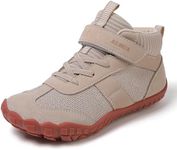 KUBUA Kids Barefoot Shoes Boys Girls High Top Minimalist Zero Drop Sneakers for Tennis Walking Hiking Athletic Beige 11 Little Kid
