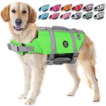 EMUST Dog Life Vests, Adjustable Dog Life Jacket with Rescue Handle, Dog Flotation Vest for Small/Medium/Large Dogs, XS, NewGreen