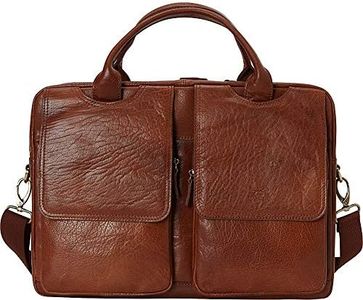 Mancini Leather Goods Double Compartment Briefcase for 15.6" Laptop and Tablet