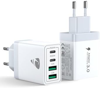 2 Pack Caricatore USB C,40W 4Porte Presa USB Multipla Spina USB Ricarica,Muro Caricabatterie Rapido per Samsung S24 S23 iPhone 16 15 14 13 12 11 Pro Max XS iPad,Carica Rapida Alimentatore Adattatore