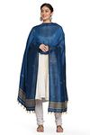 THE WEAVE TRAVELLER Women's Cotton Solid Dupatta ( Blue , 2.4 meters )