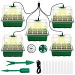 Seed Starter Tray with Grow Light, 10 Packs Plant Starter Tray Seedling Starter Kit with Humidity Domes Base Indoor Greenhouse Mini Propagator Station for Seeds Growing Starting (12 Cells per Tray)