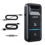 LENCENT Bluetooth 5.0 Receiver, 3.5mm AUX Bluetooth Adapter for Car with Noise Canceling Microphone, Wireless Car Kit, Hands-Free Calls Music Receiver for Car/Home Stereo/Wired Headphones/Speakers