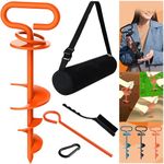 Eurmax USA Dog Tie Out Stake Triple Lock Heavy Duty Dog Anchor for Large Dogs Trampoline Stakes Dog for Yard and Outdoor Dog Runner Install & Travel Kit Included,1-Pack(Orange)