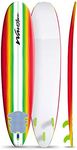 Wavestorm 8ft Surfboard // Foam Wax Free Soft Top Longboard for Adults and Kids of All Levels of Surfing, Multicolor