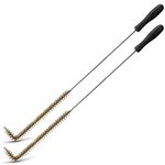 Yaomiao 2 Pcs L Shaped Fryer Cleaning Brush High Temperature Deep Fryer Coil Cleaner L Tipped Coil Brush Heavy Duty Fryer Brush, Long Handle, Metal Bristles for Grill BBQ Cleaning Accessories