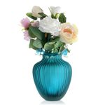 Joeyan Glass Vases for Flowers Large, 21cm Clear Tulip Vase Textured Daffodil Wide Matte Texture Vase for Roses, Bud, Peony Makes a Classic Table Centrepiece for Living Room