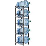 SEHERTIWY 5 Gallon Water Jug Holder Water Bottle Storage Rack, 5 tier water cooler jug rack, 5 gallon water jug stand, 5 Gallon Water Bottle Holder(5 Tier, Dark Brown)