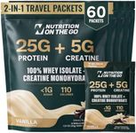2-in-1 Whey Protein Isolate + Creatine Travel Packets, Vanilla, 60 Pack