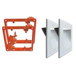 BestMounts - TV Cord Hider for Wall Mounted TV - Double Gang Recessed Low Voltage Bulk Cable Pass Through Wall Plate with 2 Gang Orange Mounting Bracket (2 Pack, White)