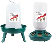 ZenxyHoC Chick Feeder and Waterer Kit, 2.2LBS Chick Feeder and 0.4Gal Chick Waterer with 3 Adjustable Heights Combo for Baby Chicken Duck Brooder