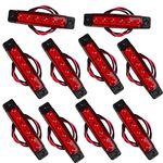 Futheda 10pcs 12V Side Marker Lights 6SMD LED Lamps Front Rear Side Light Position Indicators for Trailer Truck Caravan Camper Van Lorry Bus Boat Tractor Motor Red